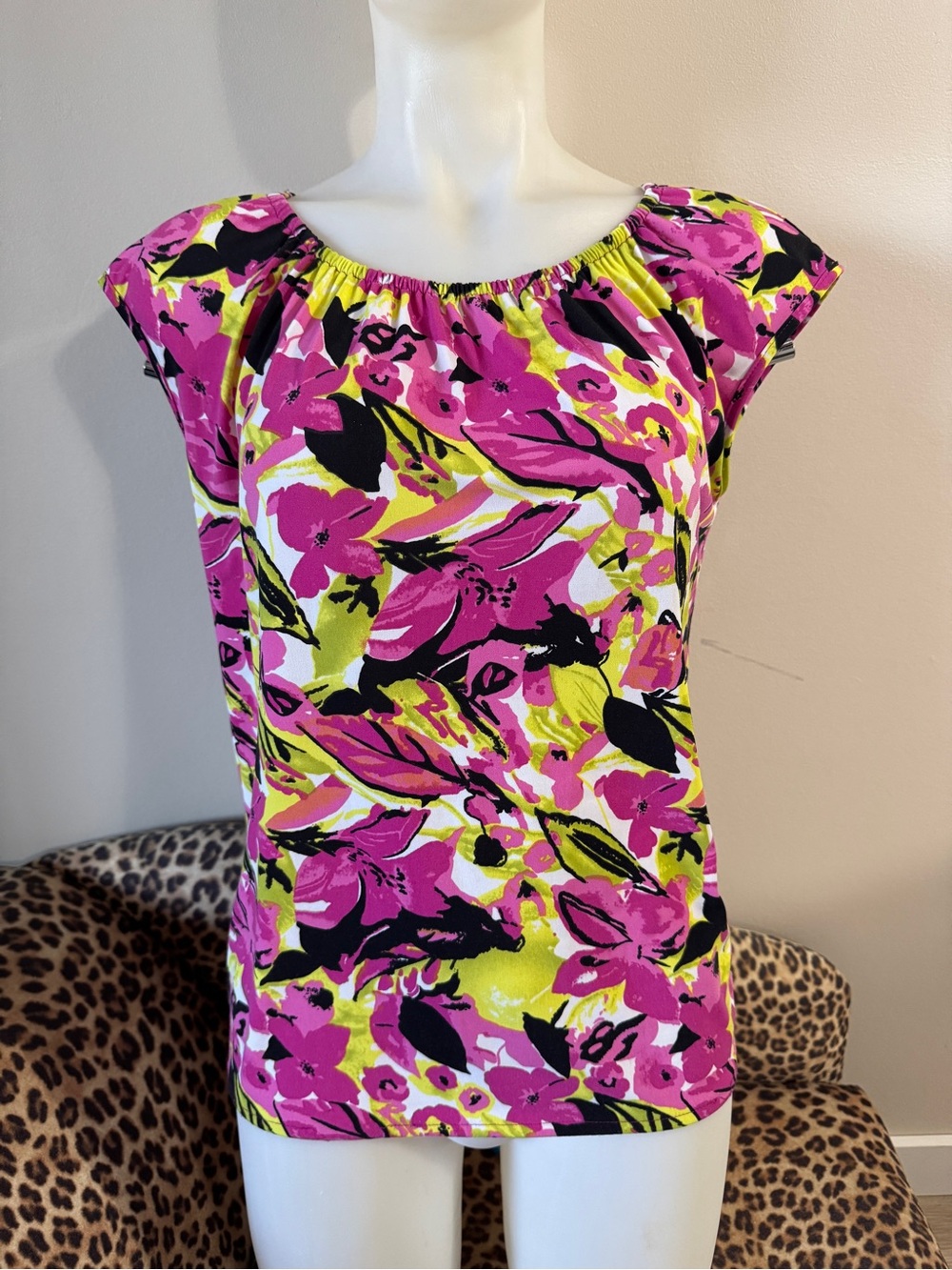 Y2K Cleo Floral Scoop-Neck Top - Pink & Yellow
